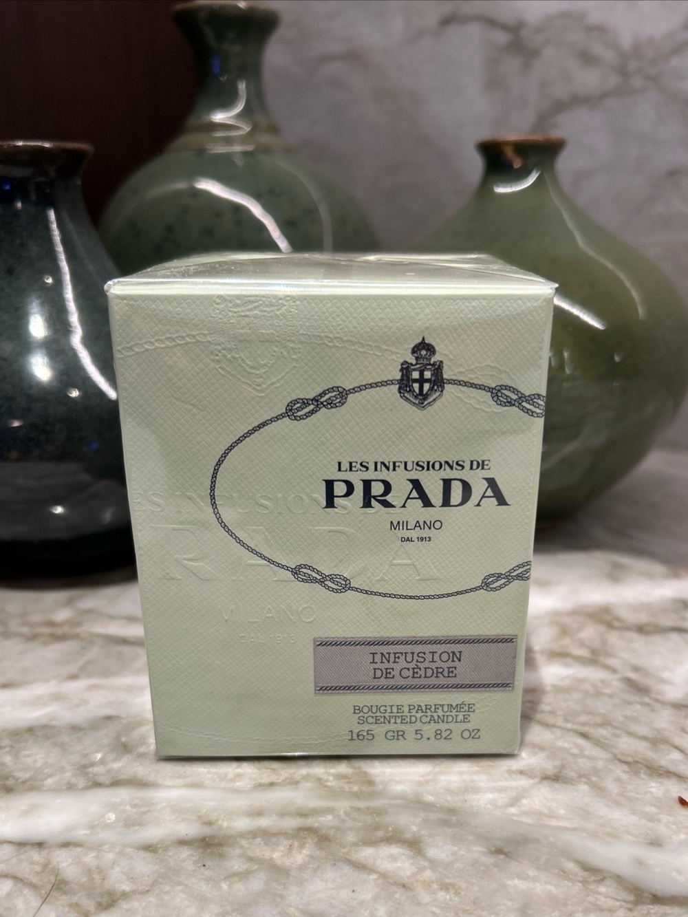 NIP Prada Les Infusion de Cedre Scented Candle Cedar/Mandarin Scent MSRP $75